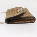 Christian Dior Trotter Canvas Chain Shoulder Bag Brown Gold Auth bs31184-5