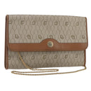 Christian Dior Honeycomb Canvas Chain Shoulder Bag PVC Beige Gold Auth bs31185-1