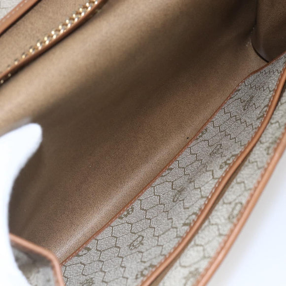 Christian Dior Honeycomb Canvas Chain Shoulder Bag PVC Beige Gold Auth bs31185