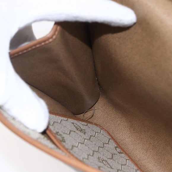 Christian Dior Honeycomb Canvas Chain Shoulder Bag PVC Beige Gold Auth bs31185