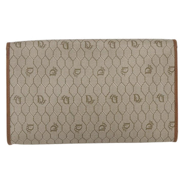 Christian Dior Honeycomb Canvas Chain Shoulder Bag PVC Beige Gold Auth bs31185 - 0