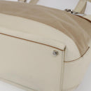 Salvatore Ferragamo Gancini Tote Bag Canvas 2way Beige Silver Auth bs31186-9