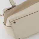 Salvatore Ferragamo Gancini Tote Bag Canvas 2way Beige Silver Auth bs31186-16