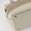 Salvatore Ferragamo Gancini Tote Bag Canvas 2way Beige Silver Auth bs31186-18