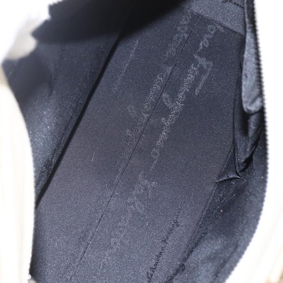 Salvatore Ferragamo Gancini Tote Bag Canvas 2way Beige Silver Auth bs31186