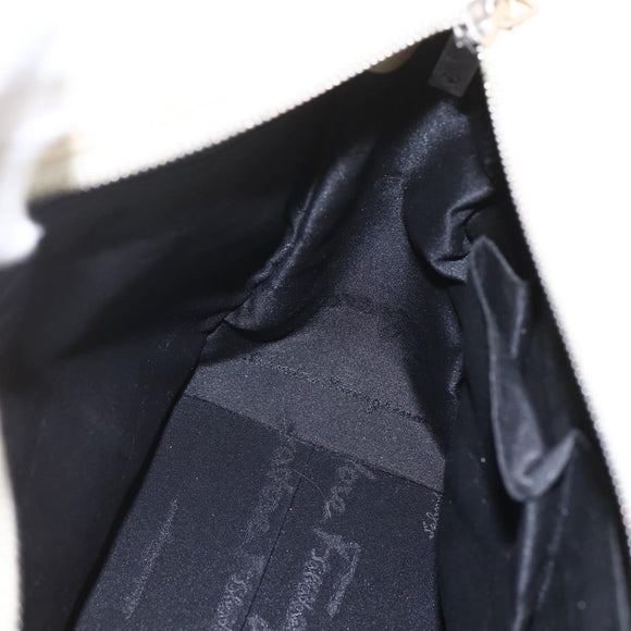 Salvatore Ferragamo Gancini Tote Bag Canvas 2way Beige Silver Auth bs31186