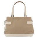 Salvatore Ferragamo Gancini Tote Bag Canvas 2way Beige Silver Auth bs31186-2