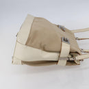 Salvatore Ferragamo Gancini Tote Bag Canvas 2way Beige Silver Auth bs31186-4