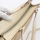 Salvatore Ferragamo Gancini Tote Bag Canvas 2way Beige Silver Auth bs31186-6