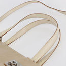 Salvatore Ferragamo Gancini Tote Bag Canvas 2way Beige Silver Auth bs31186-14