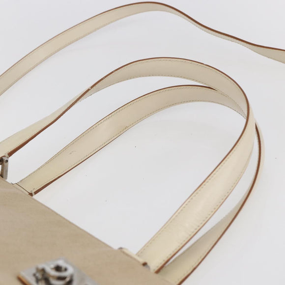 Salvatore Ferragamo Gancini Tote Bag Canvas 2way Beige Silver Auth bs31186