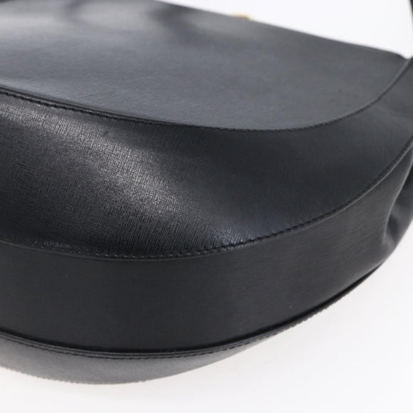 Salvatore Ferragamo Shoulder Bag Leather Black Gold Auth bs31188