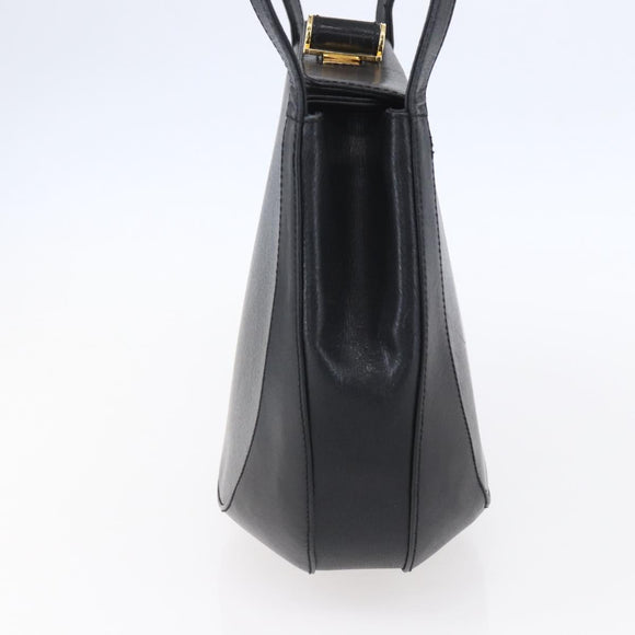 Salvatore Ferragamo Shoulder Bag Leather Black Gold Auth bs31188