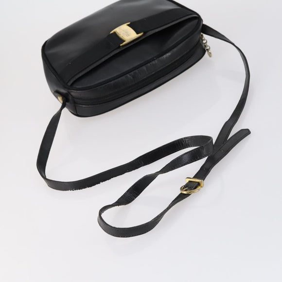 Salvatore Ferragamo Shoulder Bag Leather Canvas 2 Set Black Beige Auth bs31189