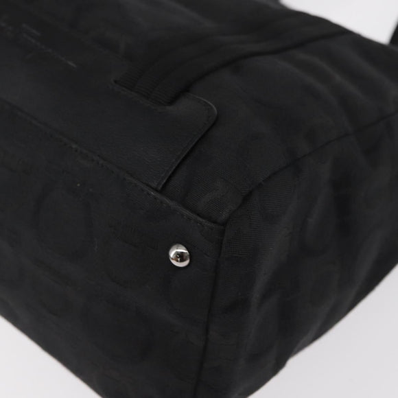 Salvatore Ferragamo Gancini Tote Bag Canvas Black Silver Auth bs31190