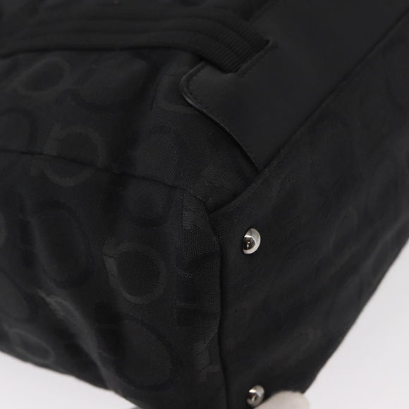 Salvatore Ferragamo Gancini Tote Bag Canvas Black Silver Auth bs31190