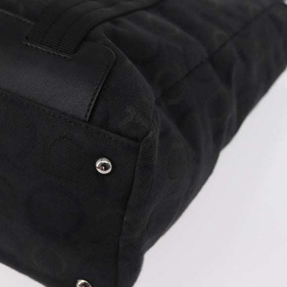 Salvatore Ferragamo Gancini Tote Bag Canvas Black Silver Auth bs31190