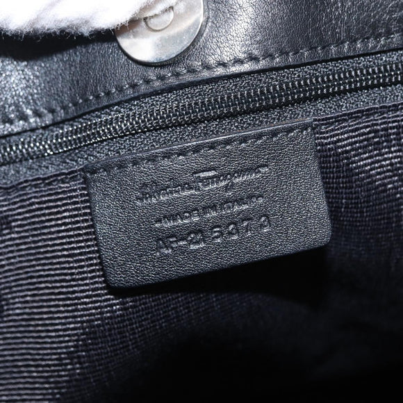 Salvatore Ferragamo Gancini Tote Bag Canvas Black Silver Auth bs31190