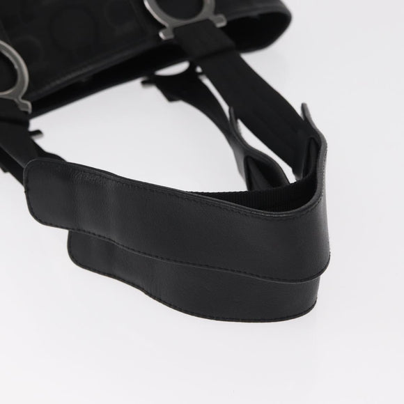 Salvatore Ferragamo Gancini Tote Bag Canvas Black Silver Auth bs31190