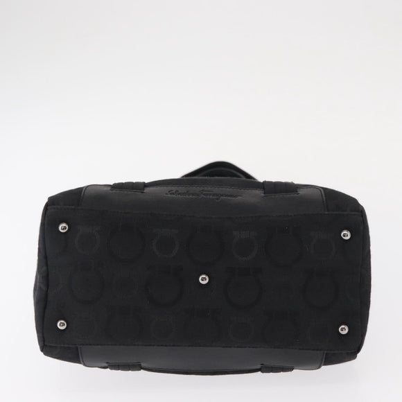 Salvatore Ferragamo Gancini Tote Bag Canvas Black Silver Auth bs31190