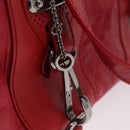 BALENCIAGA Hand Bag Leather Red Silver Auth bs31192-10