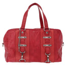 BALENCIAGA Hand Bag Leather Red Silver Auth bs31192-2