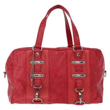 BALENCIAGA Hand Bag Leather Red Silver Auth bs31192 - 0