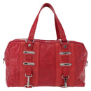 BALENCIAGA Hand Bag Leather Red Silver Auth bs31192-3