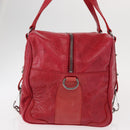 BALENCIAGA Hand Bag Leather Red Silver Auth bs31192-3