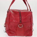 BALENCIAGA Hand Bag Leather Red Silver Auth bs31192-5
