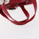 BALENCIAGA Hand Bag Leather Red Silver Auth bs31192-7