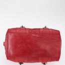 BALENCIAGA Hand Bag Leather Red Silver Auth bs31192-5
