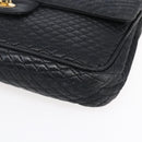 BALLY Chain Shoulder Bag Leather Black Gold Auth bs31195-9