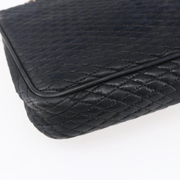 BALLY Chain Shoulder Bag Leather Black Gold Auth bs31195