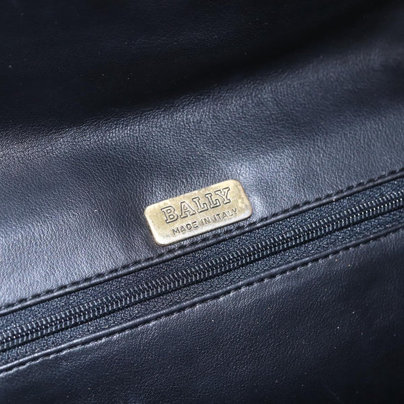 BALLY Chain Shoulder Bag Leather Black Gold Auth bs31195