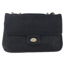 BALLY Chain Shoulder Bag Leather Black Gold Auth bs31195-13
