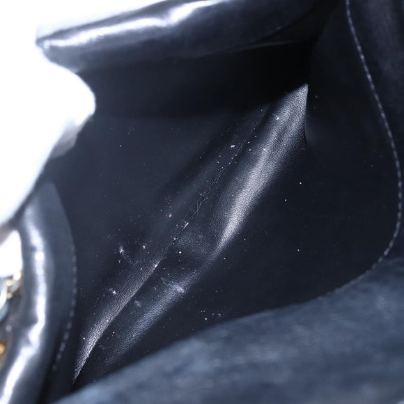 BALLY Chain Shoulder Bag Leather Black Gold Auth bs31195