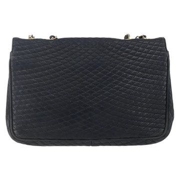 BALLY Chain Shoulder Bag Leather Black Gold Auth bs31195 - 0