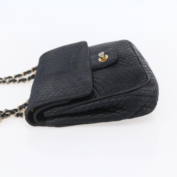 BALLY Chain Shoulder Bag Leather Black Gold Auth bs31195