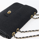 BALLY Chain Shoulder Bag Leather Black Gold Auth bs31195-6
