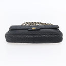 BALLY Chain Shoulder Bag Leather Black Gold Auth bs31195-5