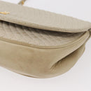 BALLY Chain Shoulder Bag Leather White Gold Auth bs31196-14