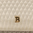 BALLY Chain Shoulder Bag Leather White Gold Auth bs31196-17