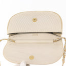 BALLY Chain Shoulder Bag Leather White Gold Auth bs31196-10