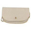 BALLY Chain Shoulder Bag Leather White Gold Auth bs31196-13