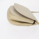 BALLY Chain Shoulder Bag Leather White Gold Auth bs31196-3