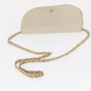 BALLY Chain Shoulder Bag Leather White Gold Auth bs31196-7
