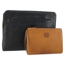 Burberrys Clutch Bag Leather 2 Set Black Brown Auth bs31198-1