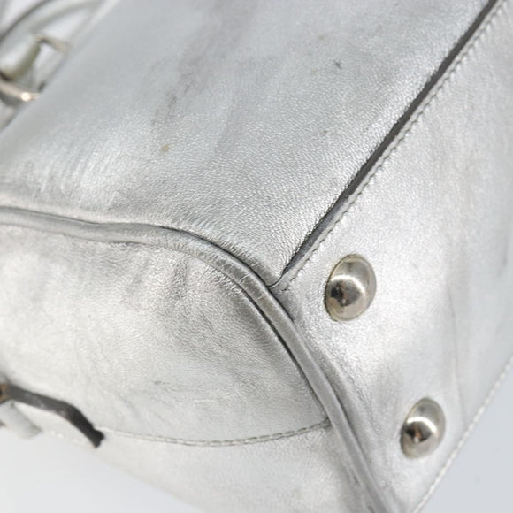 SAINT LAURENT Hand Bag Leather 2way Silver 297957 Auth bs31199