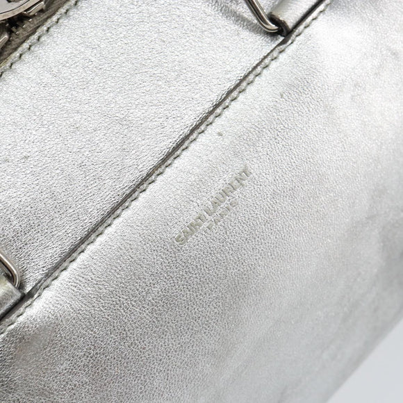 SAINT LAURENT Hand Bag Leather 2way Silver 297957 Auth bs31199